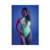 Fantasy Lingerie Glow Nocturnal Keyhole Halter Tie Teddy With Snap Closure Neon Lemon L/xl