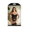 Fantasy Lingerie Tease Parker Gartered Lace Bustier & Panty Black 3xl/4xl