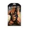 Fantasy Lingerie Vixen Cross Your Mind Lace Up Plunge Teddy With Leg Garters Black Queen Size