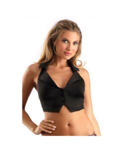 Fantasy Lingerie Play Schoolgirl Top Collared Button Down Halter Top With Tie-back Closure Costume B