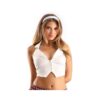 Fantasy Lingerie Play Schoolgirl Top Collared Button Down Halter Top With Tie-back Closure Costume W