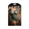 Fantasy Lingerie Vixen Watch Me Gartered Seamless Dress Green Queen Size