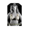 Fantasy Lingerie Glossy Vegan Leather Harness Bra With Chain Cups O/s