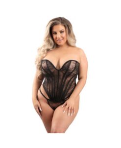Fantasy Lingerie Floral Lace Sweetheart Neckline Corset With G-string 2xl