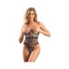 Fantasy Lingerie Underbust Corset With Lurex Detail And G-string Black L