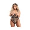 Fantasy Lingerie Underbust Corset With Lurex Detail And G-string Black 2xl