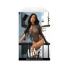 Fantasy Lingerie Vibes Baddie One Shoulder Long Sleeve Glitter Mesh Bodysuit M/l