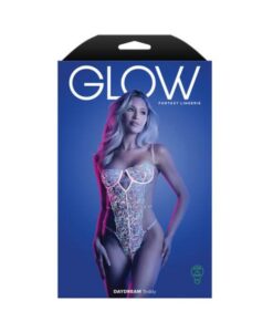 Fantasy Lingerie Glow Daydream Strappy Glow-in-the-dark Embroidered Mesh Teddy S/m