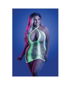 Glow Synthesize Uv Reactive Seamless Halter Dress - Neon Green Qn