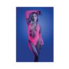 Glow Flashback Black Light Reactive Rhinestone Teddy W/gloves (or Leg Warmers) - Neon Pink O/s