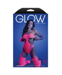 Fantasy Lingerie Glow Wavelength Uv Reactive Rhinestone Fishnet Cut-out Teddy Bodystocking O/s