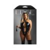 Fantasy Lingerie Edge Croc Embossed Wetlook Crotchless Teddy & Clip-on Mini Flogger Queen Size