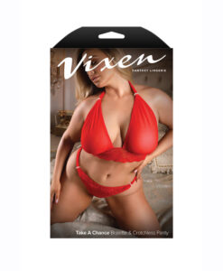 Take A Chance Bralette & Crotchless Panty Queen Size