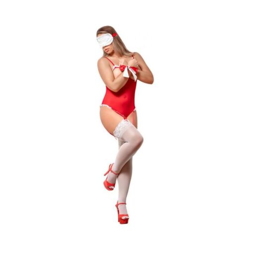 Ms Love & Bondage Teddy & 2-piece Set Red S/m