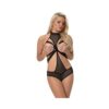 Magic Silk Forever Mesh Cupless & Crotchless Halter Teddy With Split-back Black L/xl