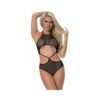 Magic Silk Forever Mesh Crotchless Underboob Teddy With Split Back Black L/xl