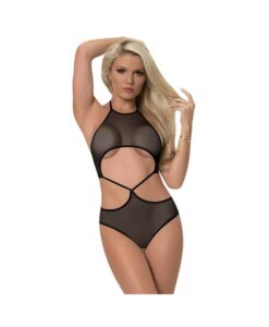 Magic Silk Forever Mesh Crotchless Underboob Teddy With Split Back Black L/xl