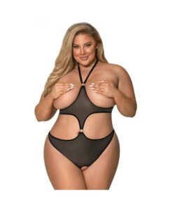 Magic Silk Sassy Cupless & Crotchless Teddy Black Queen
