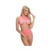 Magic Silk Forever Mesh Crotchless Underboob Teddy With Split Back Coral L/xl