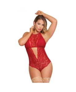 Magic Silk Sugar & Spice Teddy With Snap Crotch Red L/xl