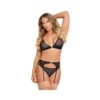Magic Silk Sassy Bra, Garter & Rouched Panty Black L/xl