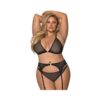 Magic Silk Sassy Bra, Garter & Rouched Panty Black Queen