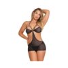 Magic Silk Sassy Cutout Dress & G-string Set Black L/xl