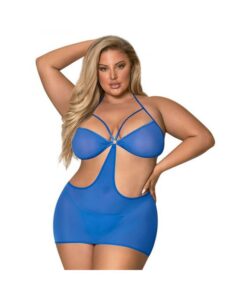 Magic Silk Sassy Cutout Dress & G-string Set Cobalt Queen