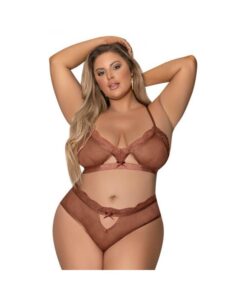 Magic Silk Caramel Kiss Bralette & G-string Panty Caramel Queen  Size