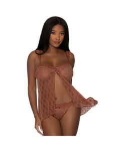 Magic Silk Caramel Kiss Baby Doll & Thong  Carmel L/x