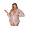 Magic Silk Seabreeze Robe W Lace Trim Blush Queen  Size