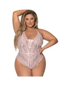 Magic Silk Seabreeze Teddy W Snap Crotch Blush Queen  Size