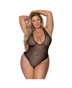 Magic Silk Girl Next Door Plunge Teddy Black Queen Size