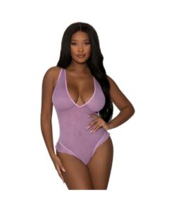 Magic Silk Girl Next Door Plunge Teddy Lilac L/xl