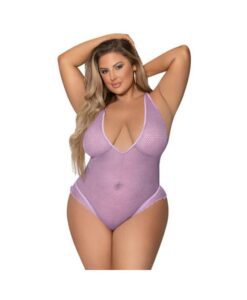 Magic Silk Girl Next Door Plunge Teddy Lilac Queen Size