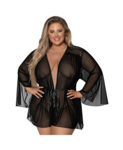 Magic Silk Modern Romance Short Robe Black Queen Size