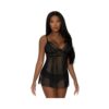 Magic Silk Modern Romance Baby Doll & Thong Black S/m