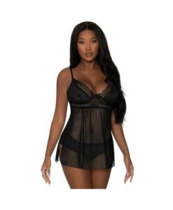 Magic Silk Modern Romance Baby Doll & Thong Black S/m