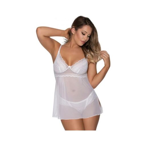 Magic Silk Modern Romance Baby Doll & Thong White S/m