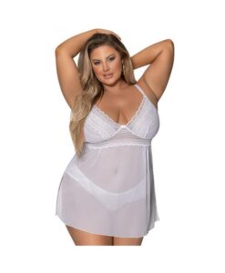 Magic Silk Modern Romance Baby Doll & Thongng White Queen Size