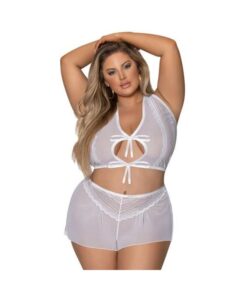 Magic Silk Modern Romance Haltr & Tap Panty White Queen  Size