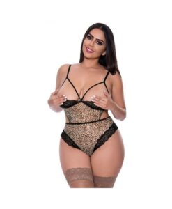 Purrfect Half Cup Teddy W/ Split Crotch Leopard 2xl
