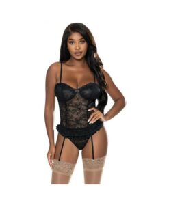 Magic Silk Ooh La Lace Bustier & Panty Set Black L/xl