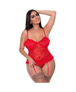 Magic Silk Ooh La Lace Bustier & Panty Set Red Queen