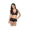 Magic Silk Ooh La Lace Bralette, Garter Skirt & G-string Set Black L/xl