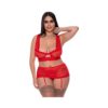 Magic Silk Ooh La Lace Bralette, Garter Skirt & G-string Set Red Queen