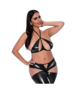 Magic Silk Liquid Onyx Halter Bra & Cutout Pants Black Queen