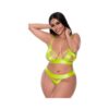 Magic Silk Strap Tease Bra & Crotchless Panty Set Yellow Queen