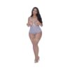 Magic Silk Ooh La Lace Cupless & Crotchless Teddy Periwinkle Queen Size