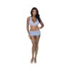 Magic Silk Ooh La Lace Bralette, Garter Skirt & G-string Set Periwinkle L/xl
